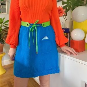 Vintage 60s 70s sapphire blue knit mini skirt S